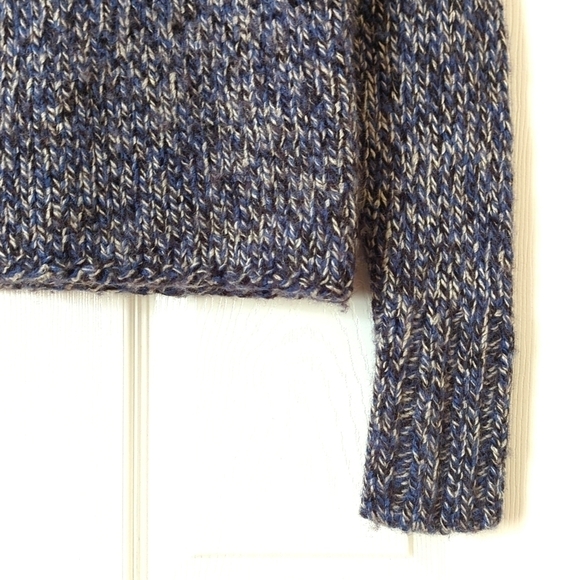 Gap Y2K Vintage Chunky Wool Blend Marled Knit Turtleneck Sweater Blue Black M - Picture 7 of 10